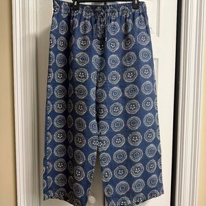Johnny Was Blue Linen Crop Pants XL